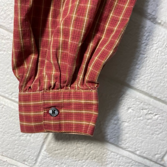 Levi’s Puff Sleeve Plaid Ruched Crop Top Devin Medium Women’s Red Long Sleeve - Picture 6 of 16